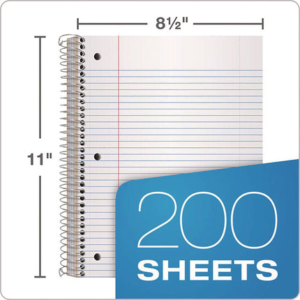 Coil-Lock Wirebound Notebook, 3-Hole Punch, 5-Subject, College Rule, Randomly Assorted Covers (Set 2), (200) 11 x 8.5 Sheets