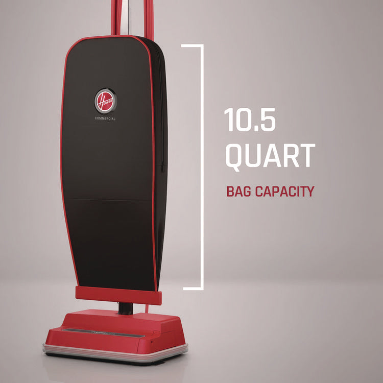 Task Vac Soft Bag Lightweight Upright, 12" Cleaning Path, Black/Red