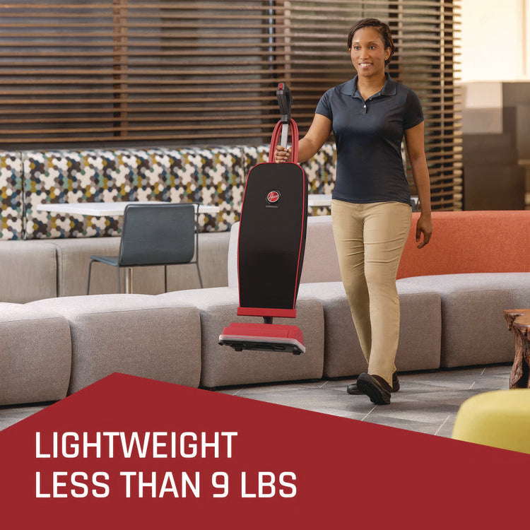 Task Vac Soft Bag Lightweight Upright, 12" Cleaning Path, Black/Red