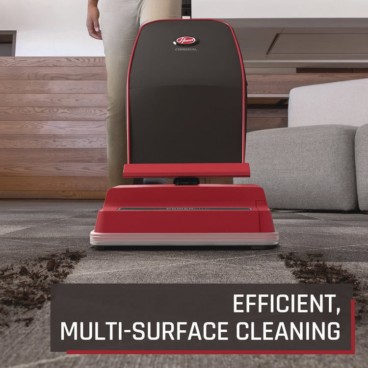 Task Vac Soft Bag Lightweight Upright, 12" Cleaning Path, Black/Red