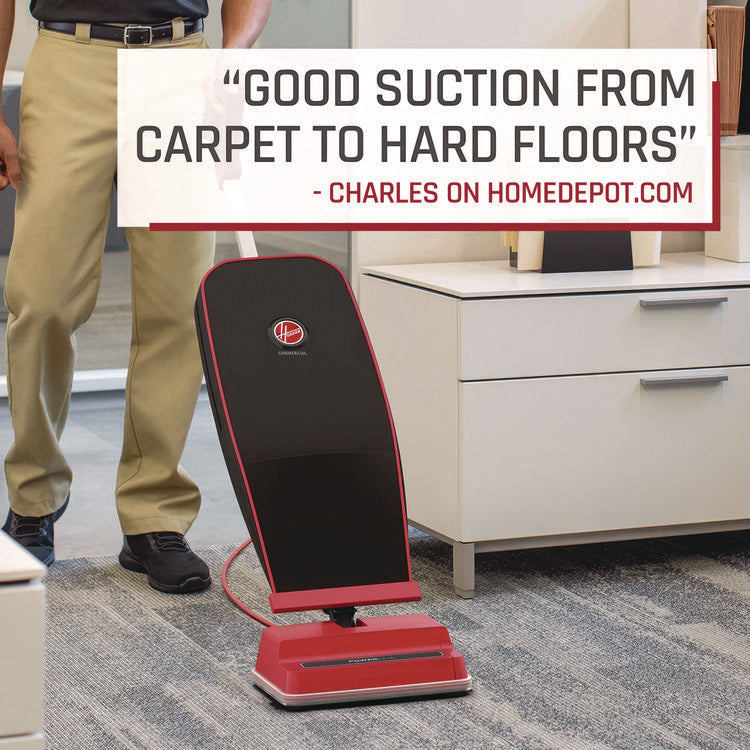 Task Vac Soft Bag Lightweight Upright, 12" Cleaning Path, Black/Red