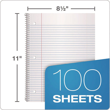 Coil-Lock Wirebound Notebook, 3-Hole Punched, Medium/College Rule, Randomly Assorted Covers (Set 2), (100) 11 x 8.5 Sheets