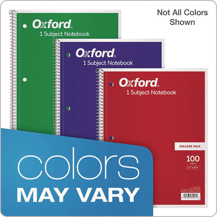 Coil-Lock Wirebound Notebook, 3-Hole Punched, Medium/College Rule, Randomly Assorted Covers (Set 2), (100) 11 x 8.5 Sheets
