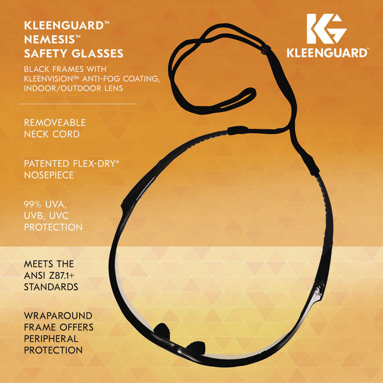 V30 Nemesis Safety Glasses, Black Nylon Frame, Indoor/Outdoor Polycarbonate Lens, 12/Box