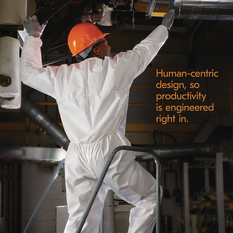 KGA35 Liquid and Particle Protection Coveralls, Elastic Wrist and Ankles, Large, White, 25/Carton