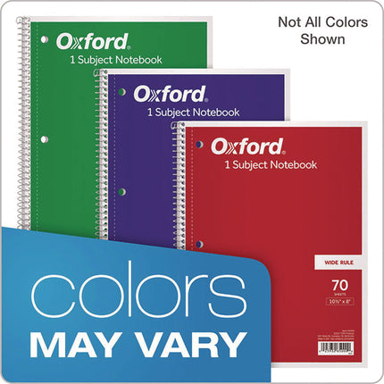 Coil-Lock Wirebound Notebook, 3-Hole Punched, Wide/Legal Rule, Randomly Assorted Cover Color (Set 2), (70) 10.5 x 8 Sheets