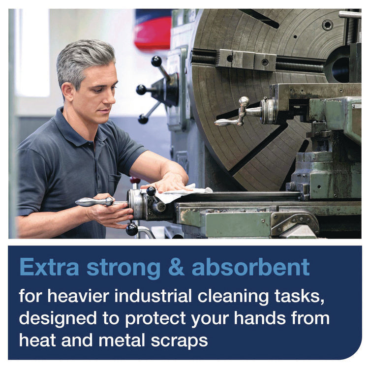 Industrial Heavy-Duty Cleaning Cloth, 1-Ply, 13.97 x, 4.25, Unscented, White, 60 Cloths, 4/Carton