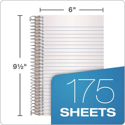 Wirebound Five-Subject Notebook, Wide/Legal Rule, Navy Cover, (175) 9.5 x 6 Sheets