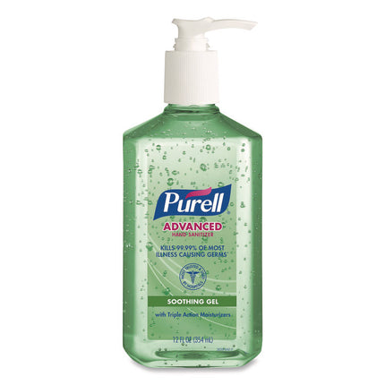 Advanced Hand Sanitizer Soothing Gel, 12 oz Pump Bottle, Fresh Scent, 12/Carton