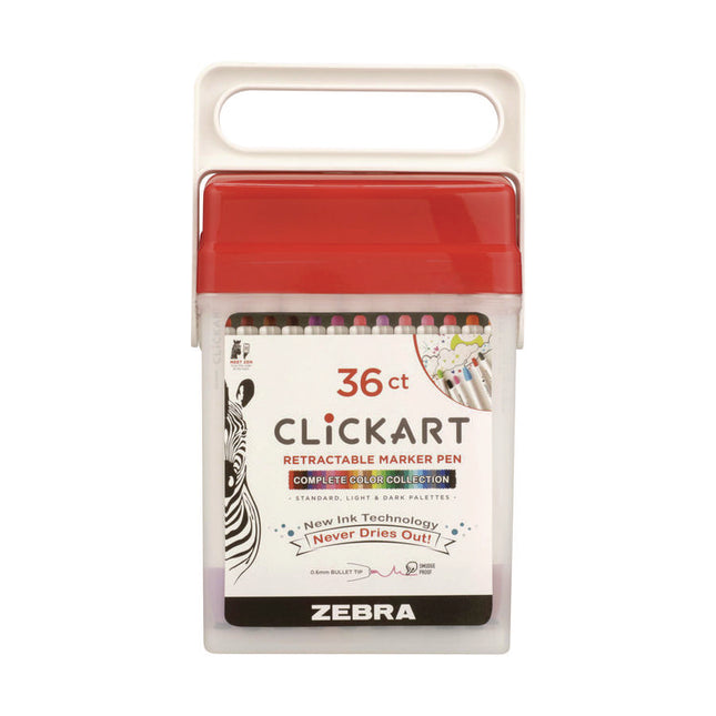 ClickArt Porous Point Pen, Retractable, Fine 0.6 mm, Assorted Ink Colors, White Barrel, 36/Pack