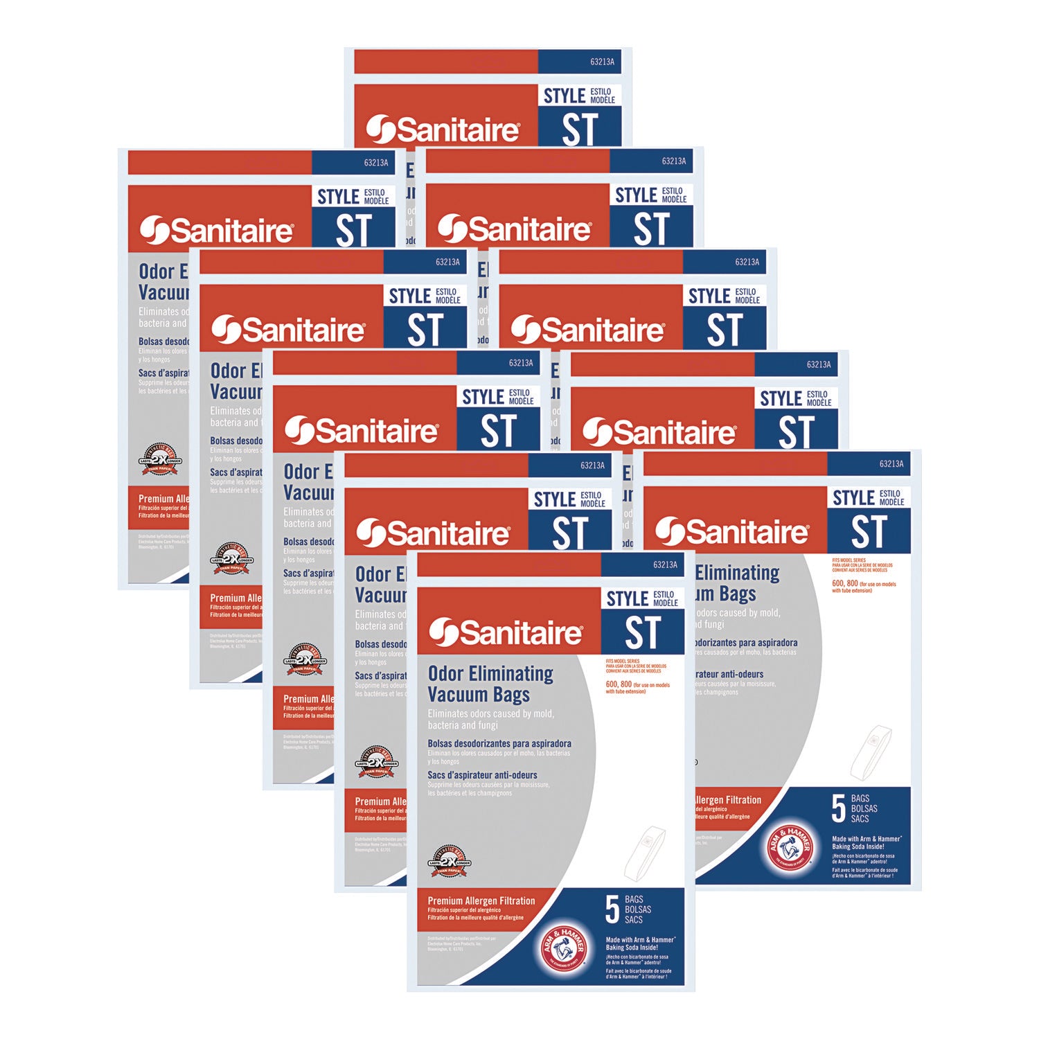 Style ST Disposable Vacuum Bags for SC600 and SC800 Series, 5/Pack, 10 Packs/Carton