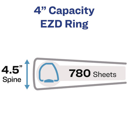 Heavy-Duty View Binder With Durahinge And Locking One Touch Ezd Rings, 3 Rings, 4" Capacity, 11 X 8.5, White