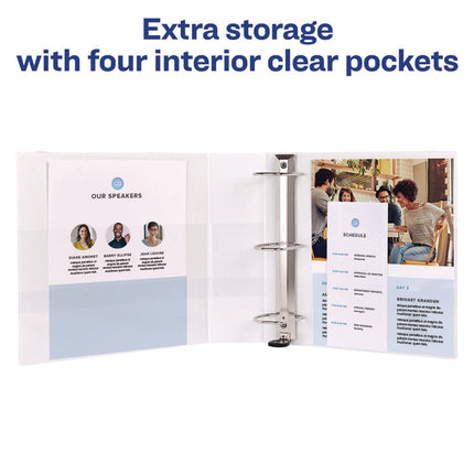 Heavy-Duty View Binder With Durahinge And Locking One Touch Ezd Rings, 3 Rings, 3" Capacity, 11 X 8.5, White