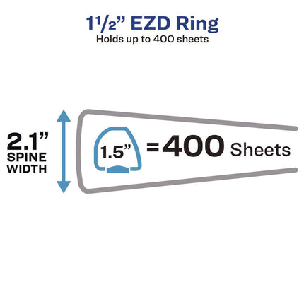 Heavy-Duty View Binder With Durahinge And One Touch Ezd Rings, 3 Rings, 1.5" Capacity, 11 X 8.5, White