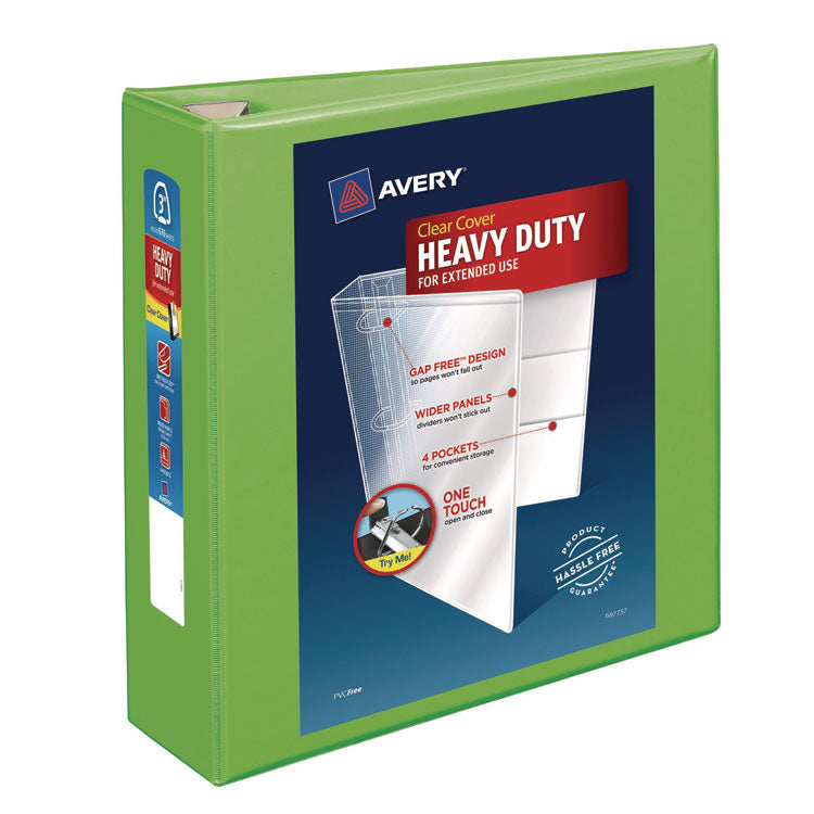 Heavy-Duty View Binder With Durahinge And Locking One Touch Ezd Rings, 3 Rings, 3" Capacity, 11 X 8.5, Chartreuse