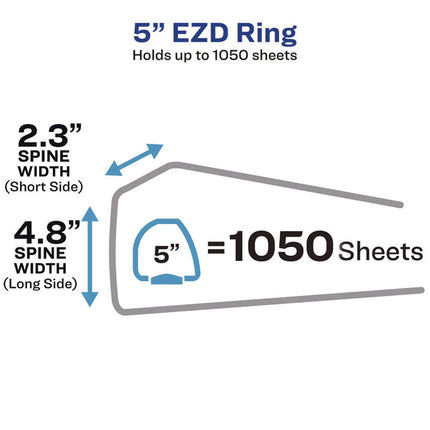 Heavy-Duty Non-View Binder With Durahinge, Locking One Touch Ezd Rings And Thumb Notch, 3 Rings, 5" Capacity, 11 X 8.5, Blue