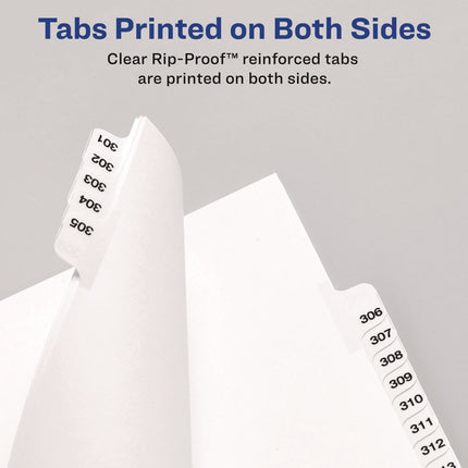 Preprinted Legal Exhibit Side Tab Index Dividers, Avery Style, 10-Tab, 7, 11 X 8.5, White, 25/pack