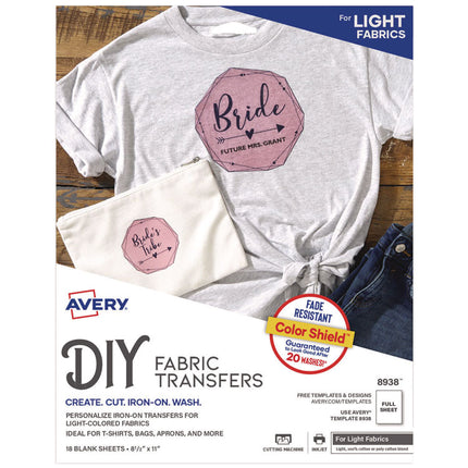 Fabric Transfers, 8.5 X 11, White, 18/pack