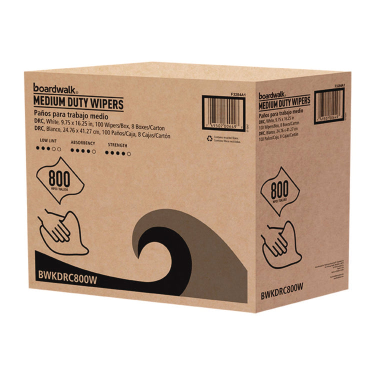 DRC Wipers, 1-Ply, 9.75 x 16.25, White, 100/Box, 8 Boxes/Carton