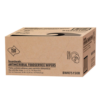 Antimicrobial Foodservice Wipers, 1-Ply, 12 x 21, Blue, 150/Carton
