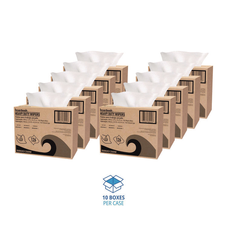 Hydrospun Wipers, 1-Ply, 9.75 x 16.75, White, 126/Box, 10 Boxes/Carton