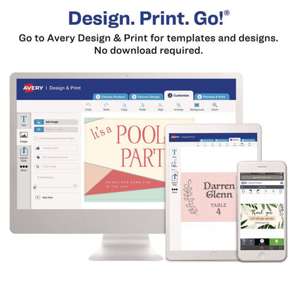 Invitation Cards with Metallic Border, Inkjet/Laser, 80 lb, 5 x 7, Matte White, 2 Cards/Sheet, 15 Sheets/Pack
