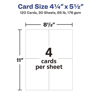 Printable Postcards, Inkjet, 65 Lb, 4.25 X 5.5, Textured Matte White, 120 Cards, 4 Cards/sheet, 30 Sheets/box