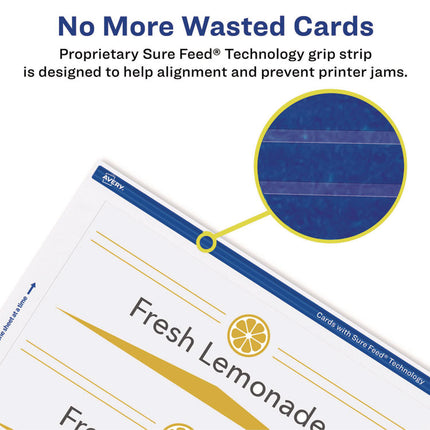 Medium Embossed Tent Cards, White, 8.5 x 2.5, 2 Cards/Sheet, 50 Sheets/Box