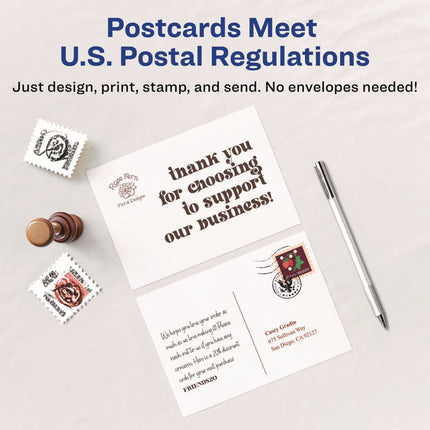Printable Postcards, Laser, 80 lb, 4.25 x 5.5, Matte White, 200 Cards, 4 Cards/Sheet, 50 Sheets/Box