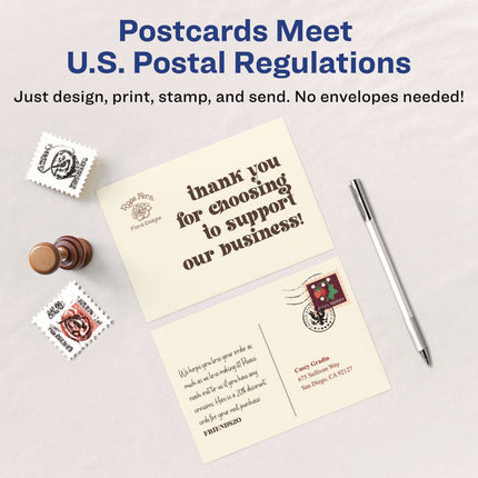 Printable Postcards, Inkjet/Laser, 80 lb, 4.25 x 5.5, Matte Ivory, 100 Cards, 4 Cards/Sheet, 25 Sheets/Box