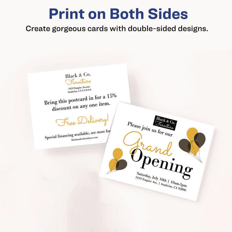 Printable Postcards, Inkjet, 80 lb, 4.25 x 5.5, Matte White, 200 Cards, 4 Cards/Sheet, 50 Sheets/Box