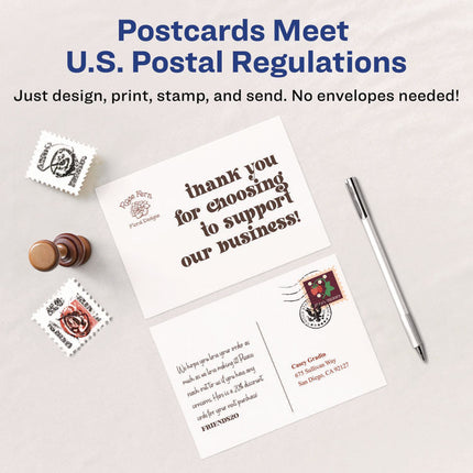 Printable Postcards, Inkjet, 80 lb, 4.25 x 5.5, Matte White, 200 Cards, 4 Cards/Sheet, 50 Sheets/Box