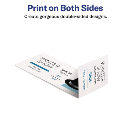 Printable Tickets w/Tear-Away Stubs, 97 Bright, 65 lb Cover Weight, 8.5 x 11, White, 10 Tickets/Sheet, 20 Sheets/Pack