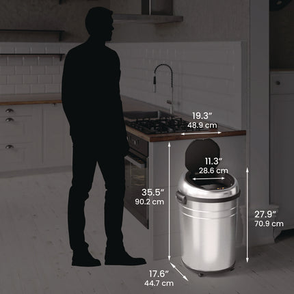 Extra-Large Sensor Trash Can with Wheels, 18 gal, Plastic/Stainless Steel
