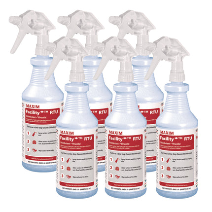 Facility+ RTU Disinfectant, Safe-to-Ship, Unscented, 32 oz, 6/Carton