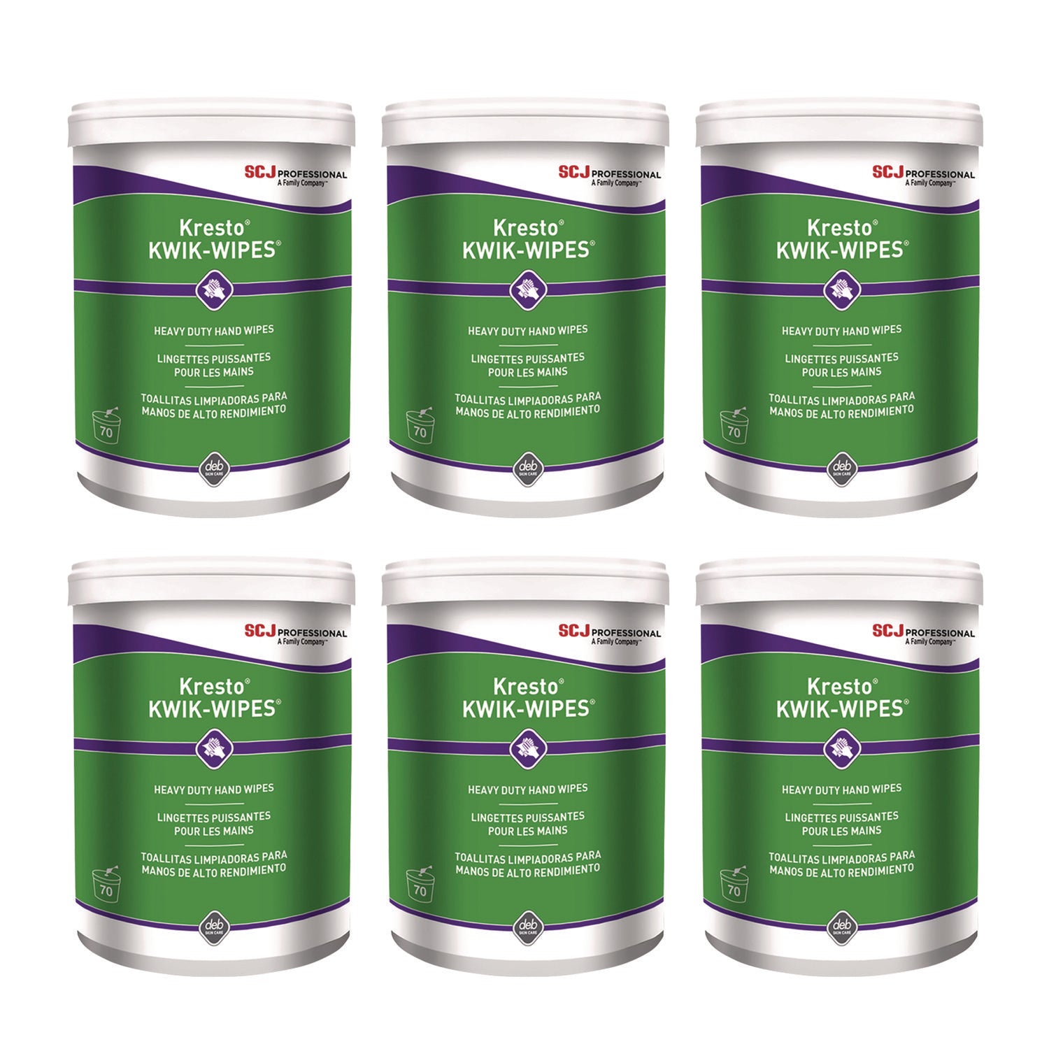 Kresto Kwik-Wipes, Cloth, 1-Ply, 7.9 X 5.7, Citrus, White, 70/pack, 6 Packs/carton