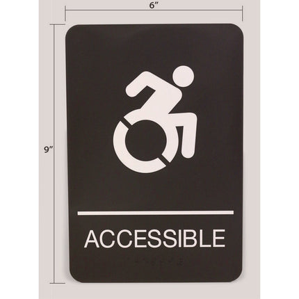 ADA Sign, Accessible, 6 x 9, Black Face, White Graphics