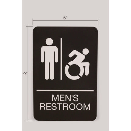 ADA Sign, Men's Restroom, 6 x 9, Black Face, White Graphics