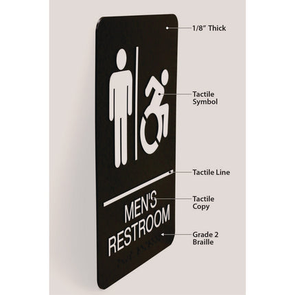 ADA Sign, Men's Restroom, 6 x 9, Black Face, White Graphics