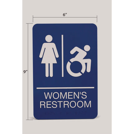 ADA Sign, Women's Restroom, 6 x 9, Blue Face, White Graphics