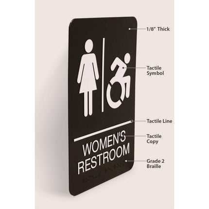 ADA Sign, Women's Restroom, 6 x 9, Black Face, White Graphics