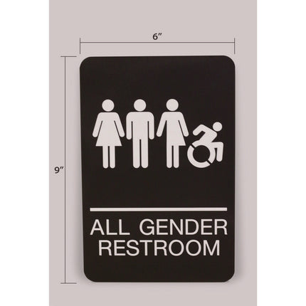 ADA Sign, All Gender Restroom, 6 x 9, Black Face, White Graphics