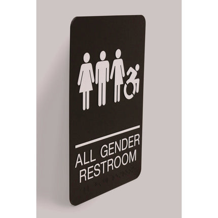 ADA Sign, All Gender Restroom, 6 x 9, Black Face, White Graphics