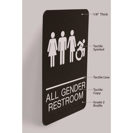 ADA Sign, All Gender Restroom, 6 x 9, Black Face, White Graphics
