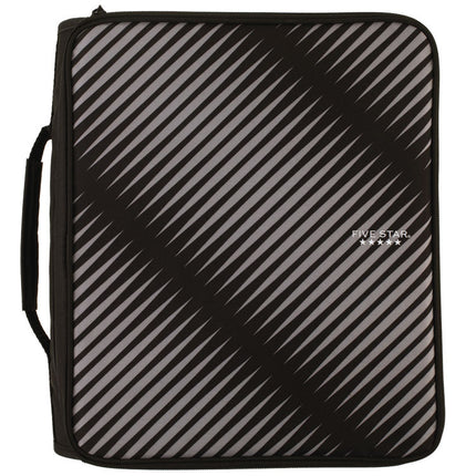 Zipper Binder, 3 Rings, 2" Capacity, 11 X 8.5, Black/gray Zebra Print Design