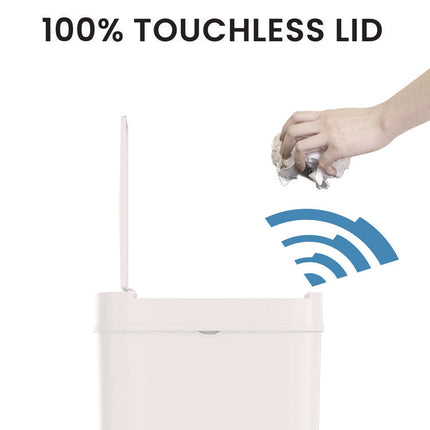 Plastic Sensor Trash Can, 3 gal, Plastic, White