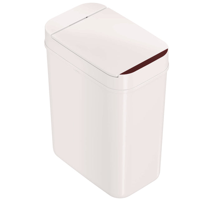 Plastic Sensor Trash Can, 3 gal, Plastic, White