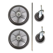 8" Ball Bearing Wheel and 4" Swivel Stem Caster Kit with Axle for Microfiber Cleaning Cart, (2) Wheels, (2) Casters