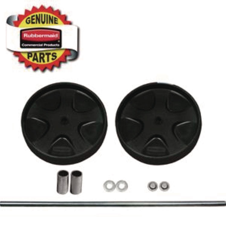 Wheel/Axle Parts for 6173 Janitor Cart 2000, (2) 8" Wheels, Black/Gray