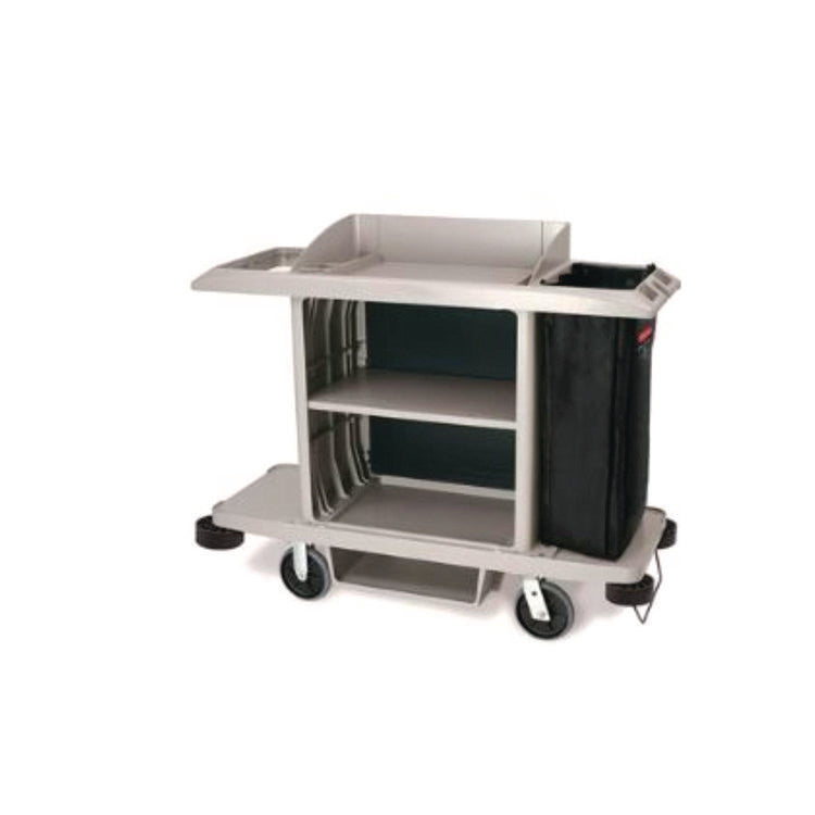 8" Swivel Caster with Brake for Housekeeping Cart, Mount Plate Stem, 8" Wheel, B/Silver, Set